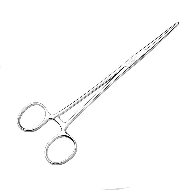 Stainless Steel Mosquito Hemostat Forceps with Straight and Bent Tips, High Hardness, Small Size, Three-Stage Buckle for Surgical Suturing