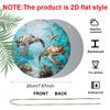 Vintage Sea Turtles & Starfish Metal Wall Art – 2D Flat Round Aluminum Sign with Oceanic Blue Background, Coral Reef Design, Indoor Decor for Living