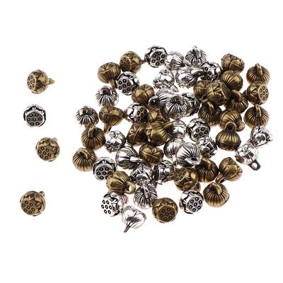 60 Stück Charm-Anhänger aus Bronze und Silber mit Lotussamen, zur Schmuckherstellung