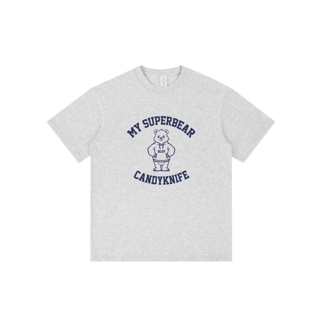 Unisex Oversized Bear Print Retro T-Shirt - Pure Cotton, Short Sleeve