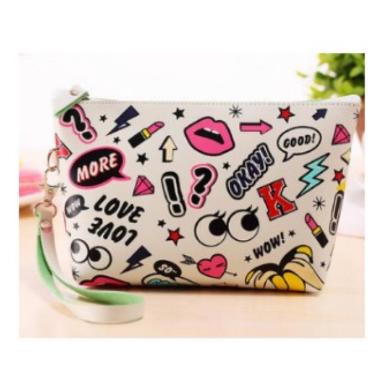 Tragbare Kosmetiktasche mit großer Kapazität, hohem Erscheinungsbild, bedruckt, PVC, tragbar, mit Reißverschluss, Make-up-Tasche, Kulturtasche