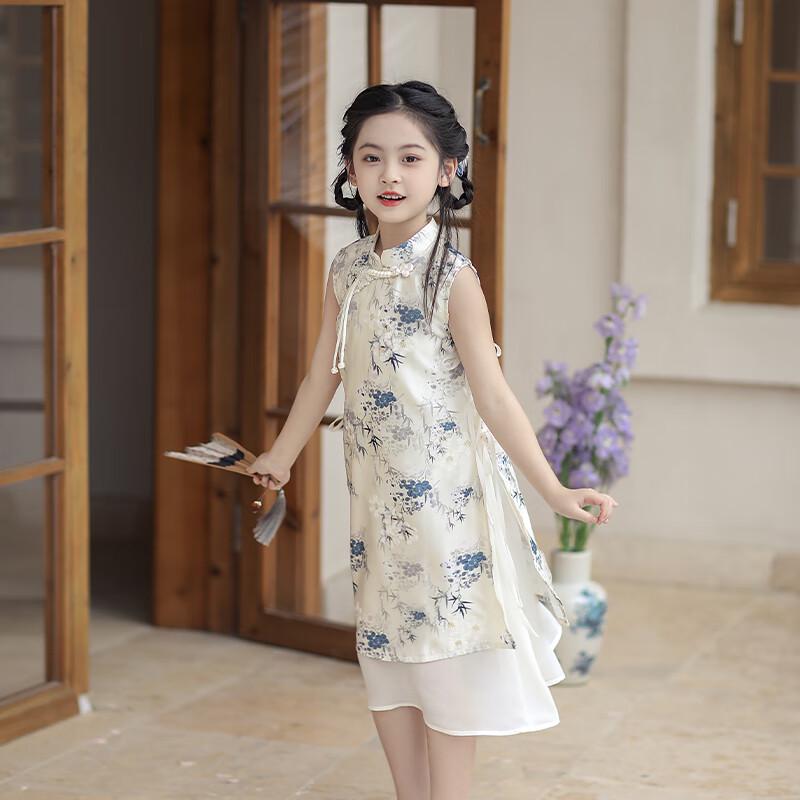 Girls' Summer Hanfu-Style Cheongsam Dress