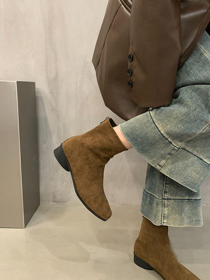 Premium Sense European and American Retro Plush Short Boots Women's Autumn and Winter 2025 New Thick Heel Boots Thin Bare Boots Women