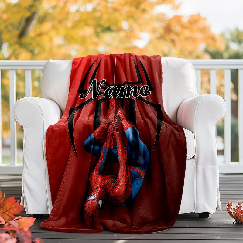 Customizable Spider Man Throw Blanket – Personalized Name, All-Season Cozy Snug Blanket, Machine Washable, Personalized Blanket