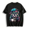 Hip-Hop Stil Bulldoggen Druck Lässiges Streetwear Oberteil Reines Baumwoll-T-Shirt
