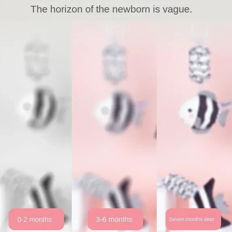 Infant Baby Rattles Newborn Black White Visual Grab Ability Training Toys Stroller Bed Hanging Bell Plush Doll