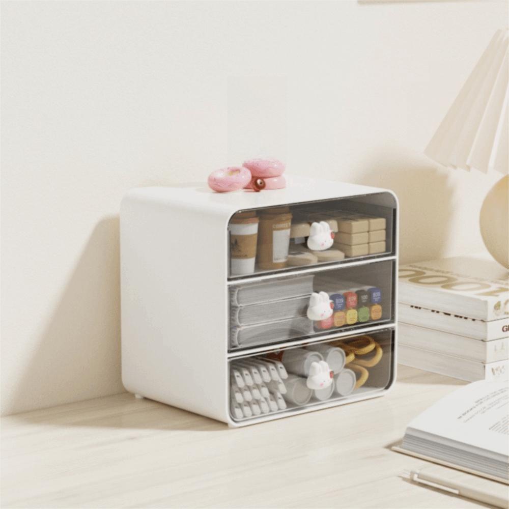 Transparent Design Desktop Drawer Box Large Capacity Multifunctional Storage Shelf Space Saving Desk Pen Holder Office