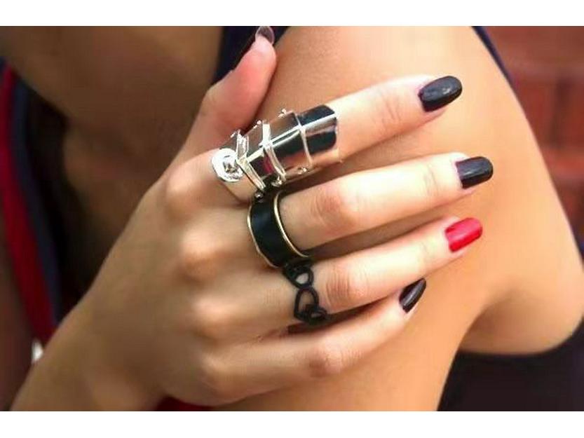 Willa Punk Style Adjustable Saturn Armor Ring - Multi-Layer, Movable, Four-Section Design.