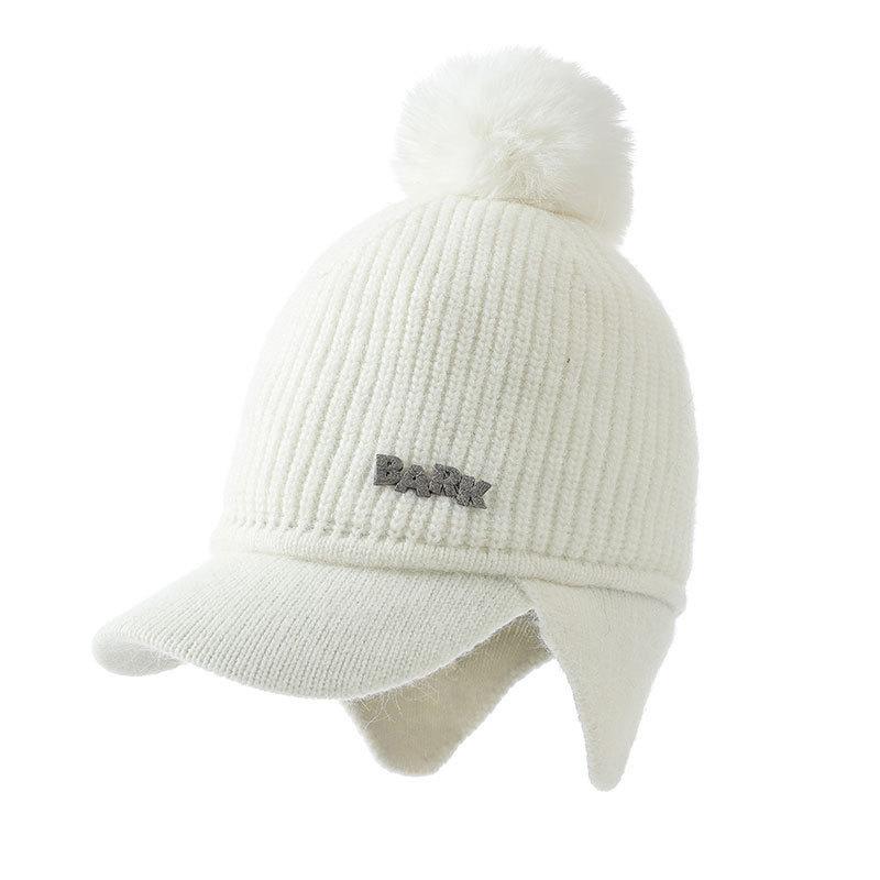 

Женская осенне-зимняя шерстяная шапка, флисовая утолщенная шапка-ушанка, уличная теплая и ветрозащитная шапка для велоспорта One Size белый