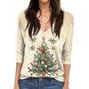 Women's T Shirt CHristmas Print 3/4 Sleeve Daily Weekend Fashion Basic V- Neck Regular Top