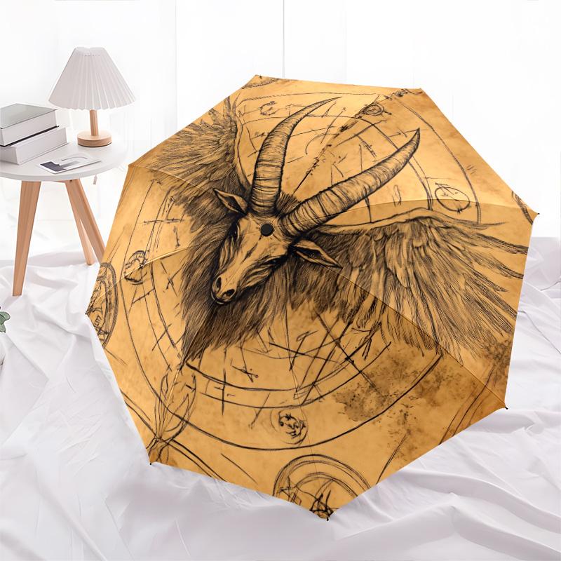 0106 Vintage Sheep Head  pattern, automatic folding umbrella, portable and foldable design, 8 ribs, a Christmas or birthday gift.