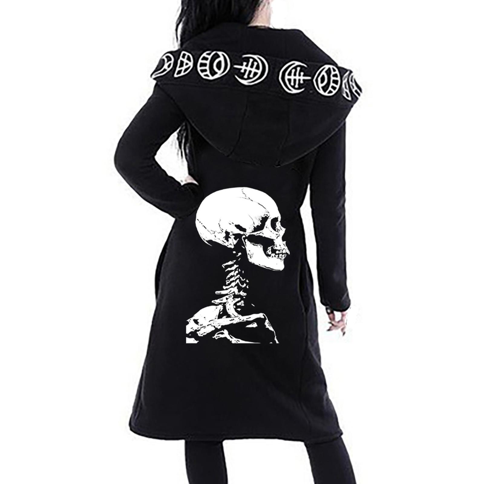 

Women Vintage Gothic Sweatshirt Long Sleeve Plus Size Hoodie Cardigan Coat XL чёрный