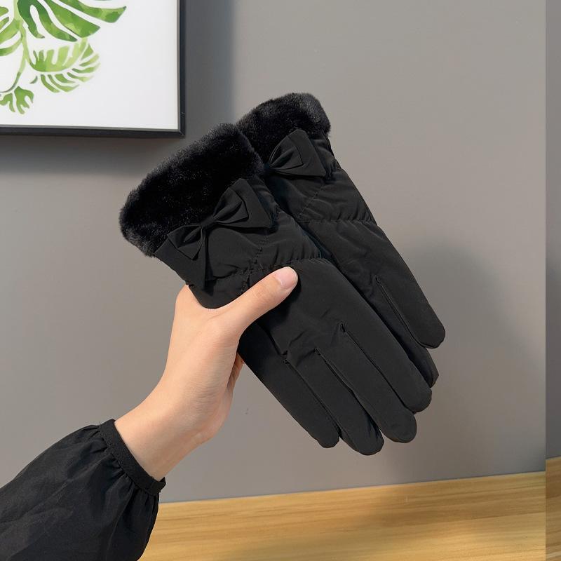 Gloves women autumn and winter velvet thermal cotton driving touch screen