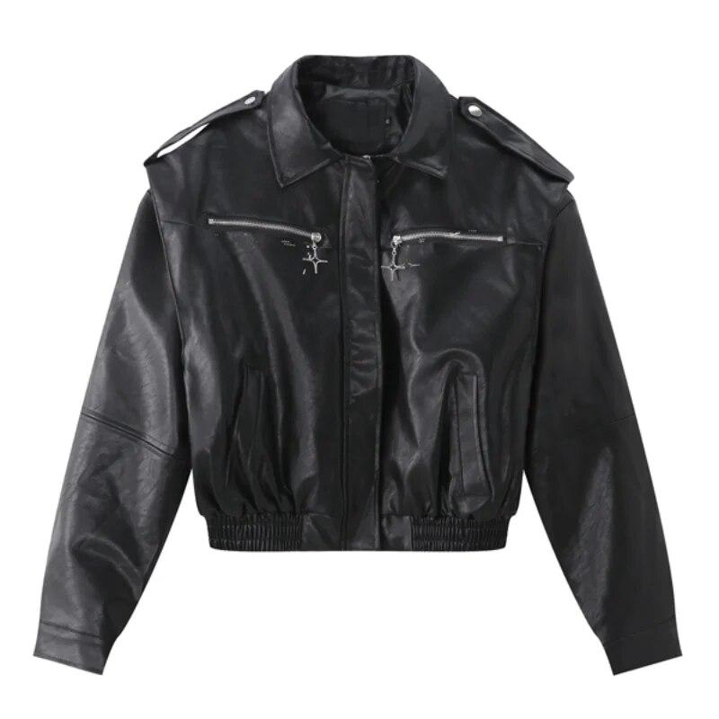 

Men s Short PU Leather Motorcycle Jacket Casual and Fashionable Vintage Coat Men s High Street Harajuku Leather Jacket Chaqueta