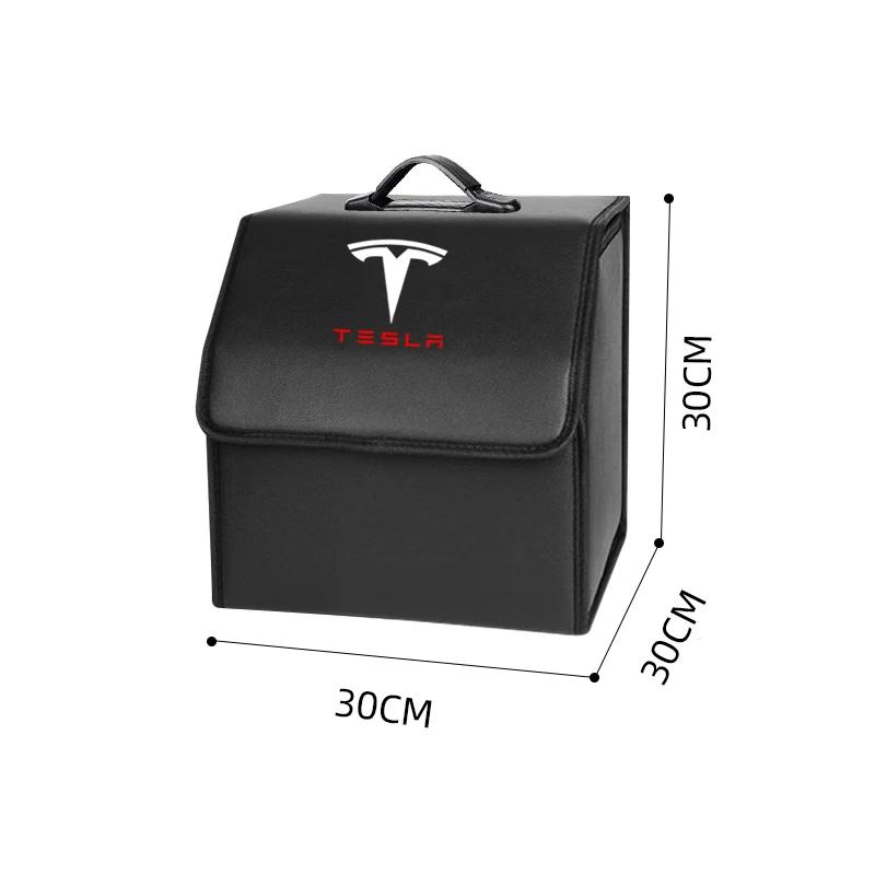 

PU Leather Car Trunk Storage Box Automobile Stowing Tidying Box For Tesla model 3 model X Y style Roadster Accessories