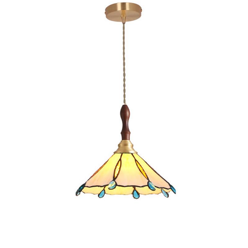 Tiffany Chandelier Retro Creative Stained Glass Lotus Pendant Light Corridor Bedroom Living Room E27 Single Head Hanging Lamps