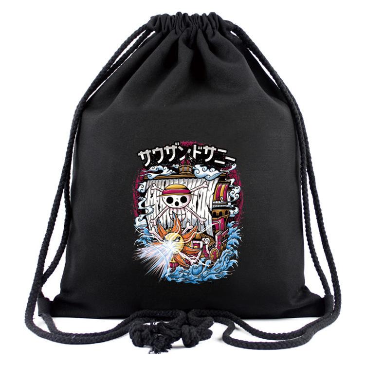 New Best-selling One Piece Around the Mouth Backpack Animation Around Luffy Drawstring Pocket Oxford Cloth Backpack Storage Bag.