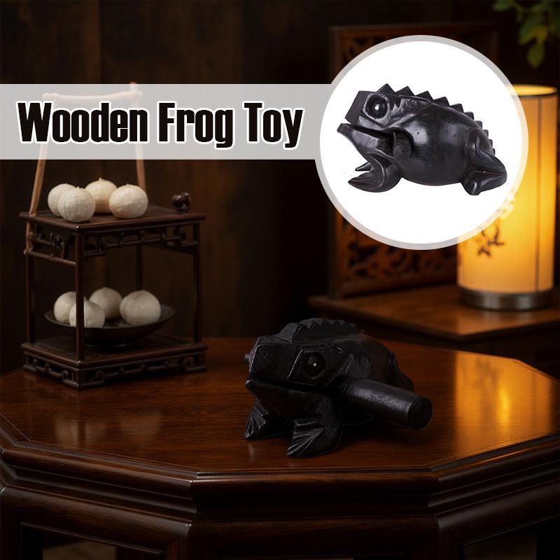 Thailand Hand-carved Black Frog Feng Shui Lucky Crafts Home Office Decor Toad Wooden Ornaments Lucky Frog Musical Instrument