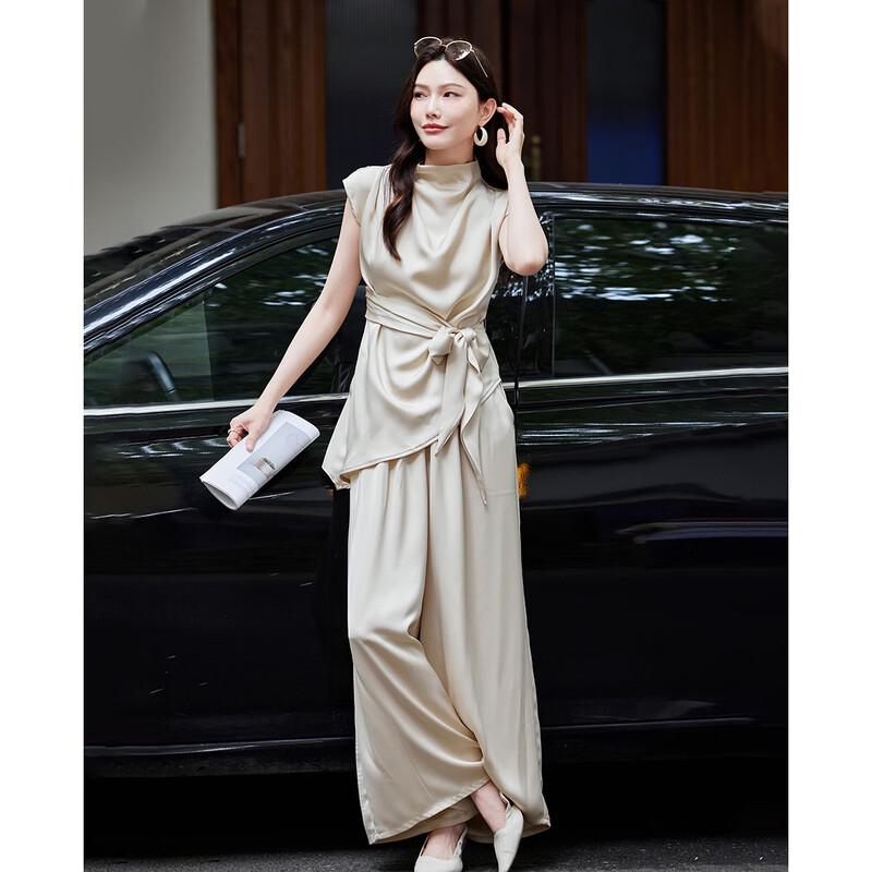 TERRE BLEUE Women's Summer T-shirt & Wide Leg Pants Set
