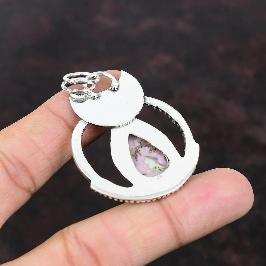 Pink Opal Pendant Boho Style Jewelry 925 Sterling Silver Pendant Antique Gemstone Jewelry Handmade Pendant Gift For Bridal Statement Jewelry