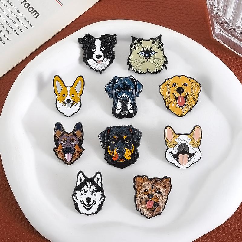 Cute Dog Set Enamel Pins Custom Corgi Border Collie Pattern Brooches Lapel Badges Clothes Animal Jewelry Gift for Friends