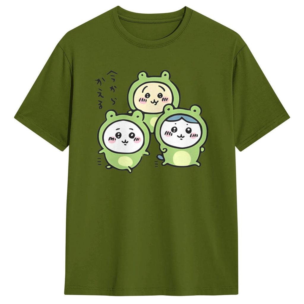 Haikyuu T-Shirt Chiikawa And Friends Frogs Hachiware Usagi Kawaii Bear Cat Cotton T Shirts for Men's Short Sleeve Clothing