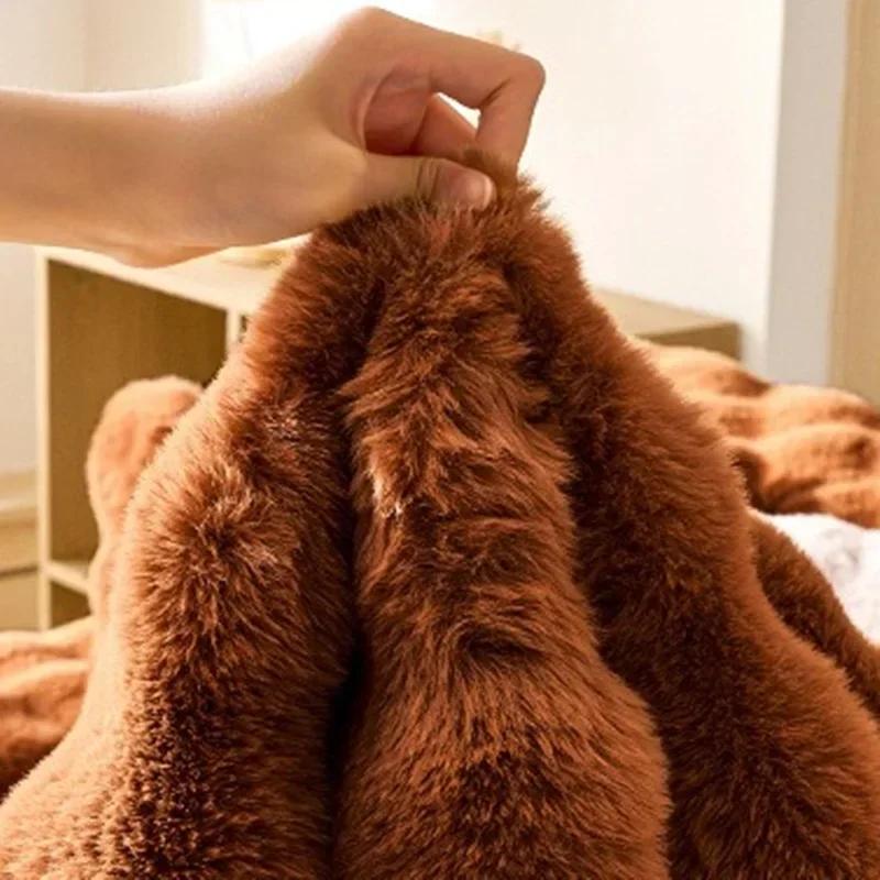 Winter Warm Plush Sofa Cushion Rabbit Plush Smooth Sofa Covers Thicken Anti-slip Universal Couch Slipcovers for Living Room
