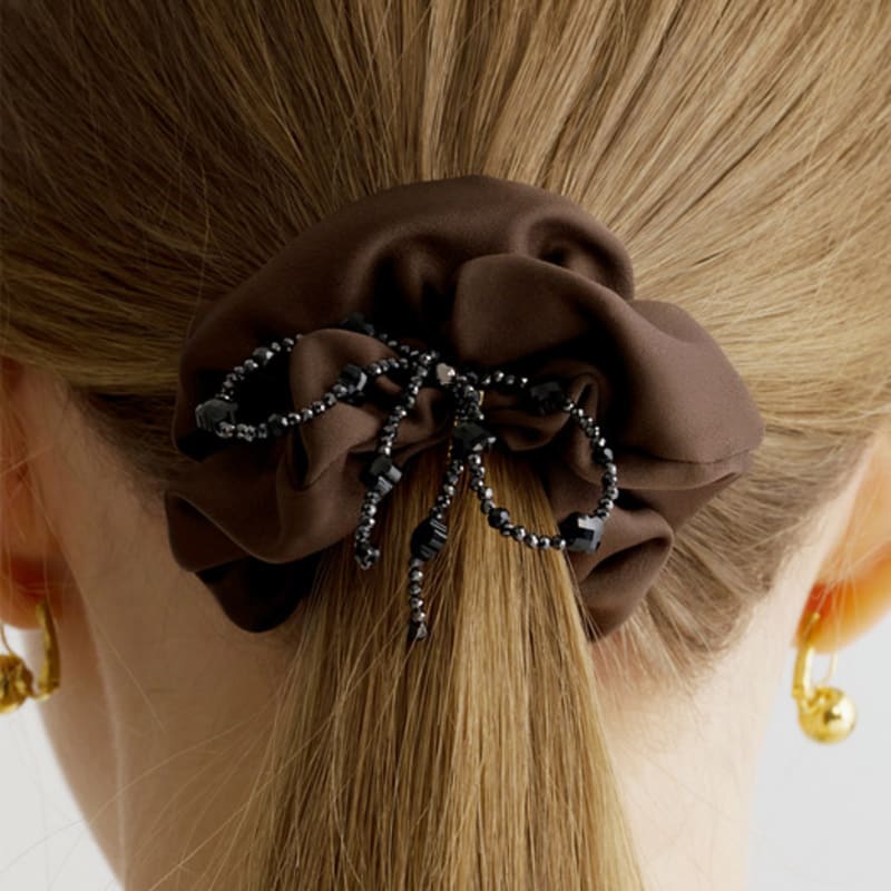 

Жан Поль Кларисс Резинка для волос с петлей из бусин и лентой JC025PT black