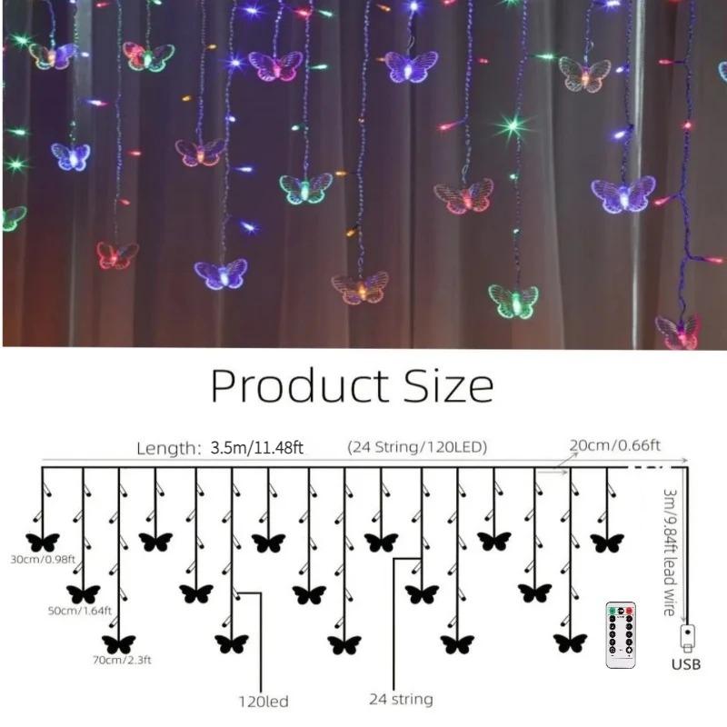 

Светодиодные бабочки занавески гирлянды USB таймер гирлянды с пультом дистанционного управления для комнаты спальни стены потолка вечеринки свадьбы Рождества Декор разноцветный
