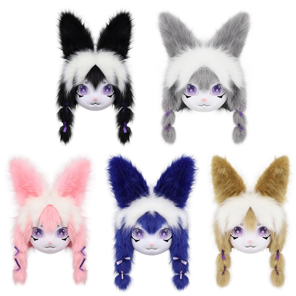Maschera Testina Animale Peluche Copricapo Fursuit Accessori Costume Cosplay Maschera