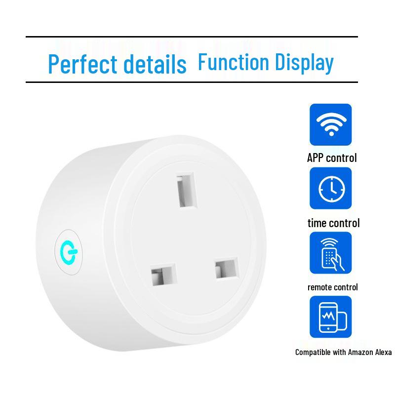 UK Standard WiFi Smart Socket - Alexa Compatible, Mobile Timer, 20A Remote Control for Smart Homes
