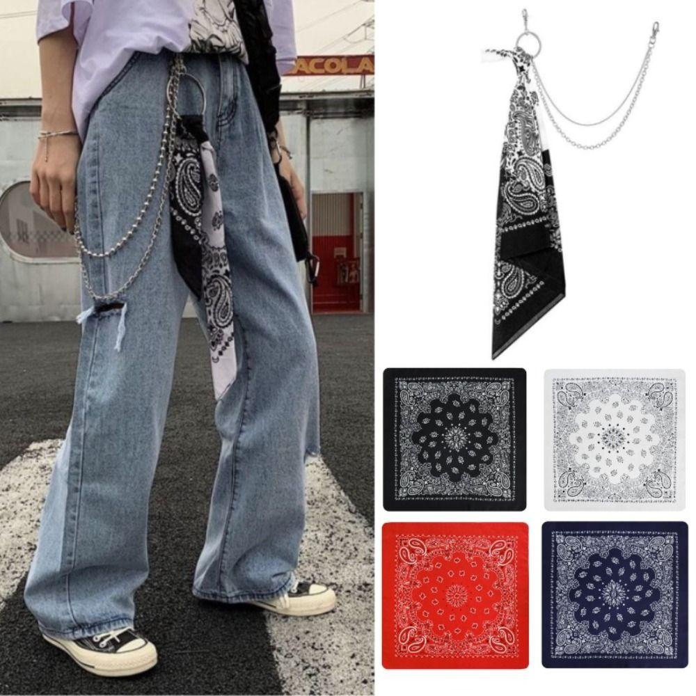 Schmuck Hip Hop Quadratisches Halstuch Kette an Jeans Koreanisches Streetwear Quadratisches Halstuch Hosenketten Unisex Hosen Gürtelkette