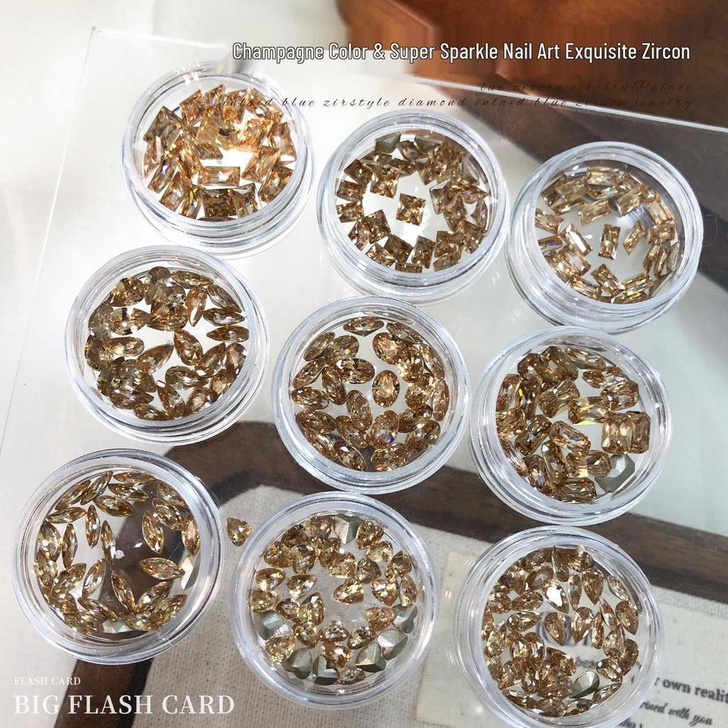 5A Champagne Marquise Zircon Nail Art Decorations - Flashy Nude Diamond Water Drop Shapes
