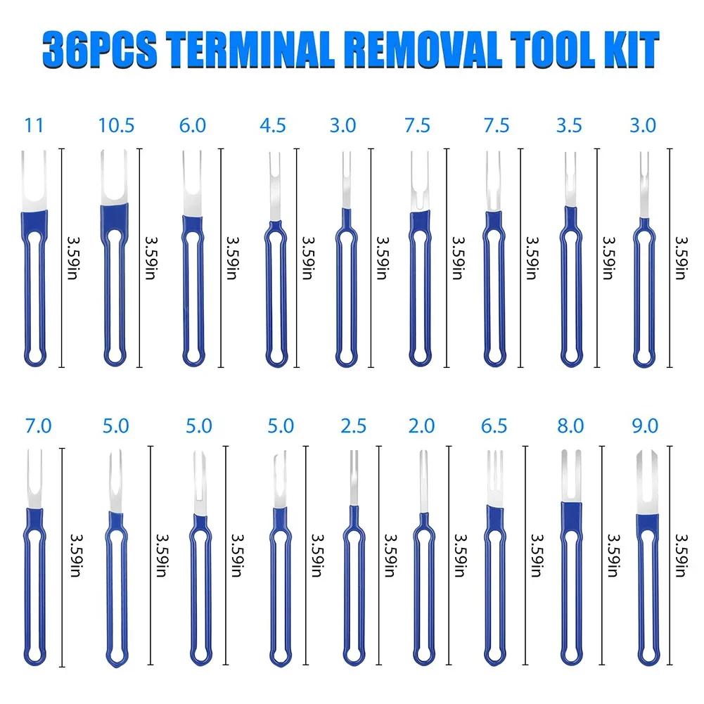 18/36Pcs Terminal Removal Tool Kit Depinning Tool Electrical Connector Pin Removal Car Optional Wire Terminal Removal Tools