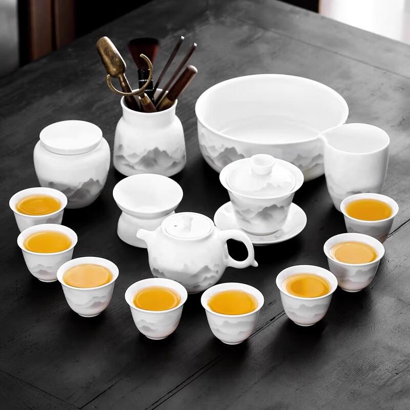 Lanuo Sheep Fat Jade Porcelain Tea Set