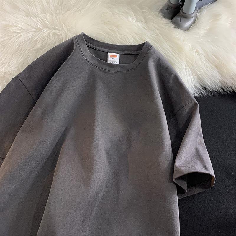 Unisexové 100% bavlněné bílo-černé tričko, Velká velikost, Kulatý výstřih, Krátký rukáv, Jednobarevné, Volný střih.