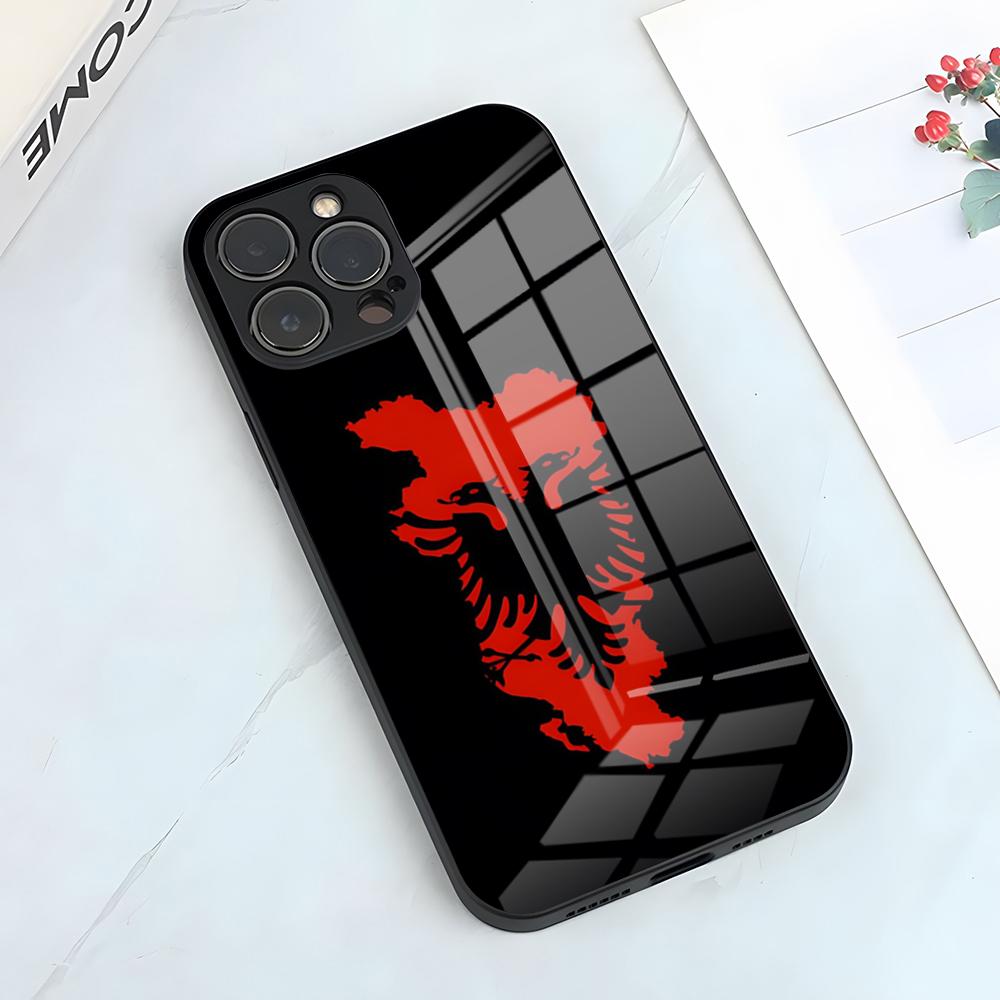 Albania Albanians Flag Phone Case For IPhone 17 Pro Max 15 Pro 16 14 Plus 12 13 Mini 11 Pro Shockproof Glass Cover