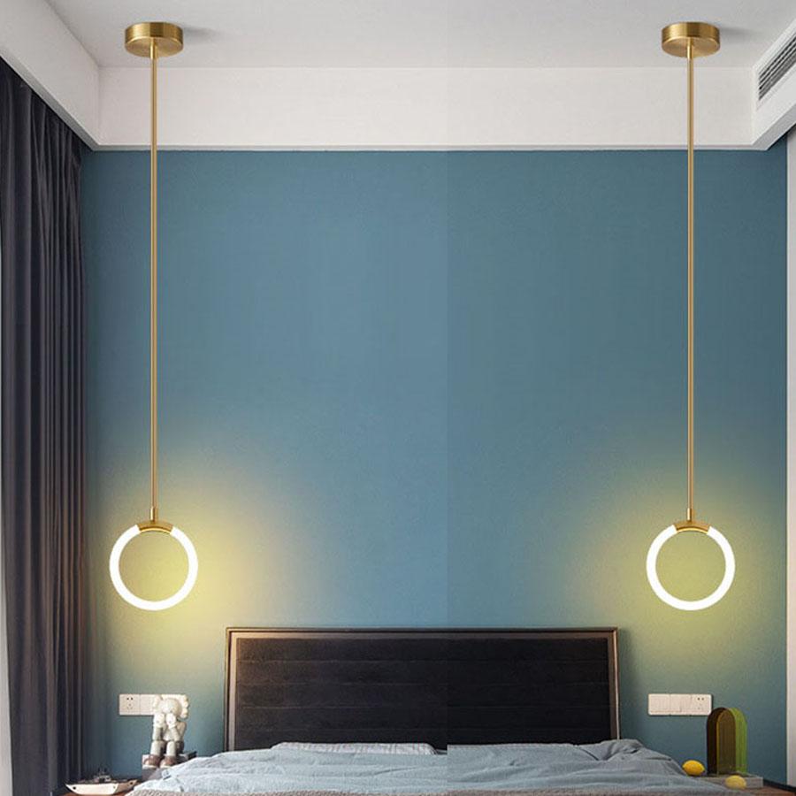 Modern Einfache Schlafzimmer Nachttisch LED Pendelleuchten Kreisringe LED Hängelampe Kücheninsel Geschäft Bar Café Lange Linie Kronleuchter