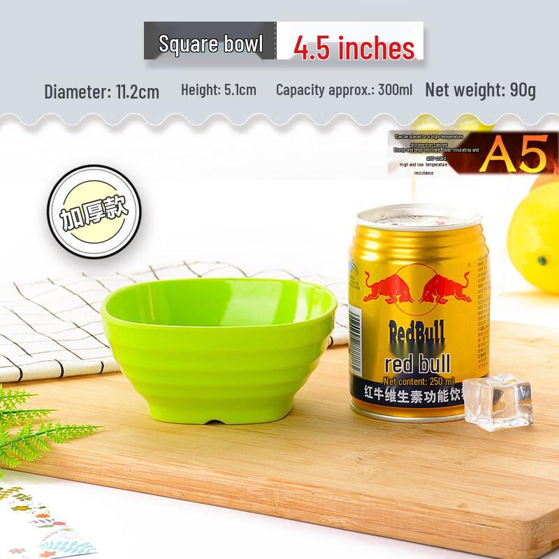 

A5 Melamine 4.5-inch Green Square Bowls