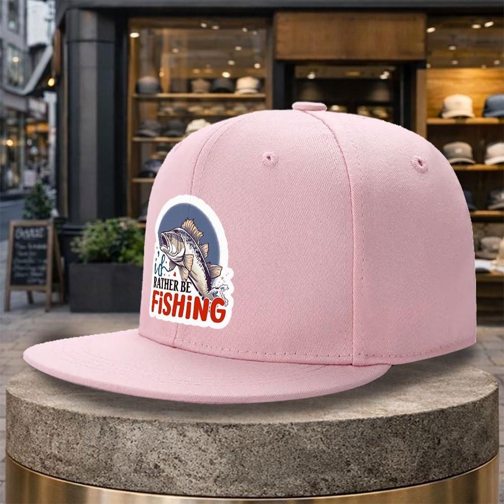 Id Rather Be Fishing Bass Graphic Baseball Cap Adjustable Snapback Polyester Casual Outdoor Sports Hat One Size