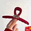 Creative Red Flocking Shark Clip Festive Chinese New Year Hair Grab Fashion Wealth Hair Claw  Girl