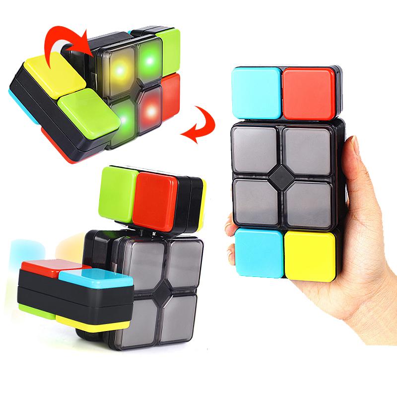 Electronic Handheld New Point Game Fidget Toys Logic Flip Slide 4 Game Modes Changeable Puzzle Magic Cube Music Toy