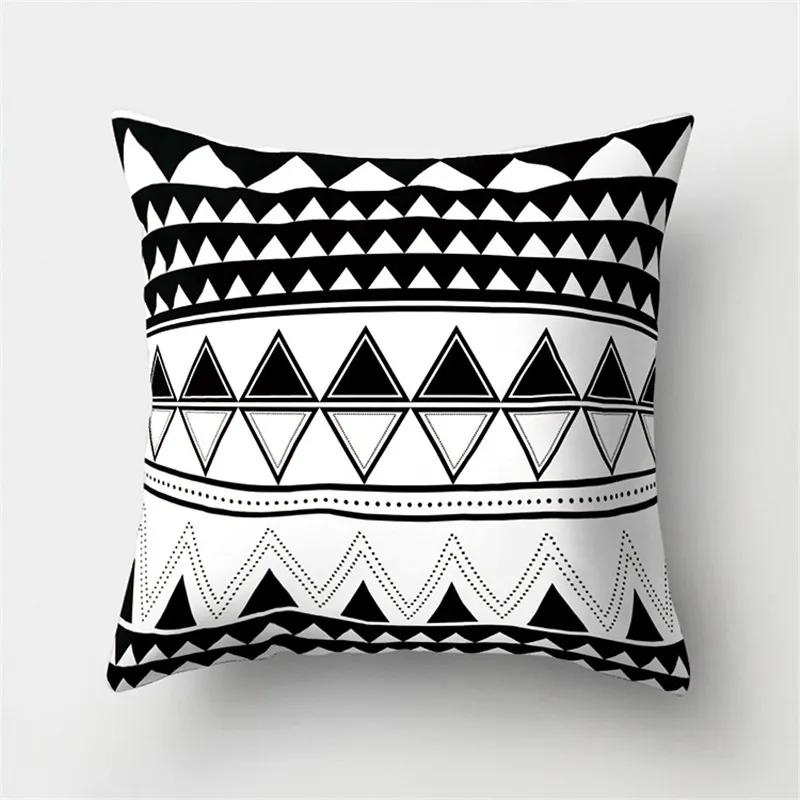 White Black Geometric Cushion Cover x Pillowcase Sofa Decor Polyester Home