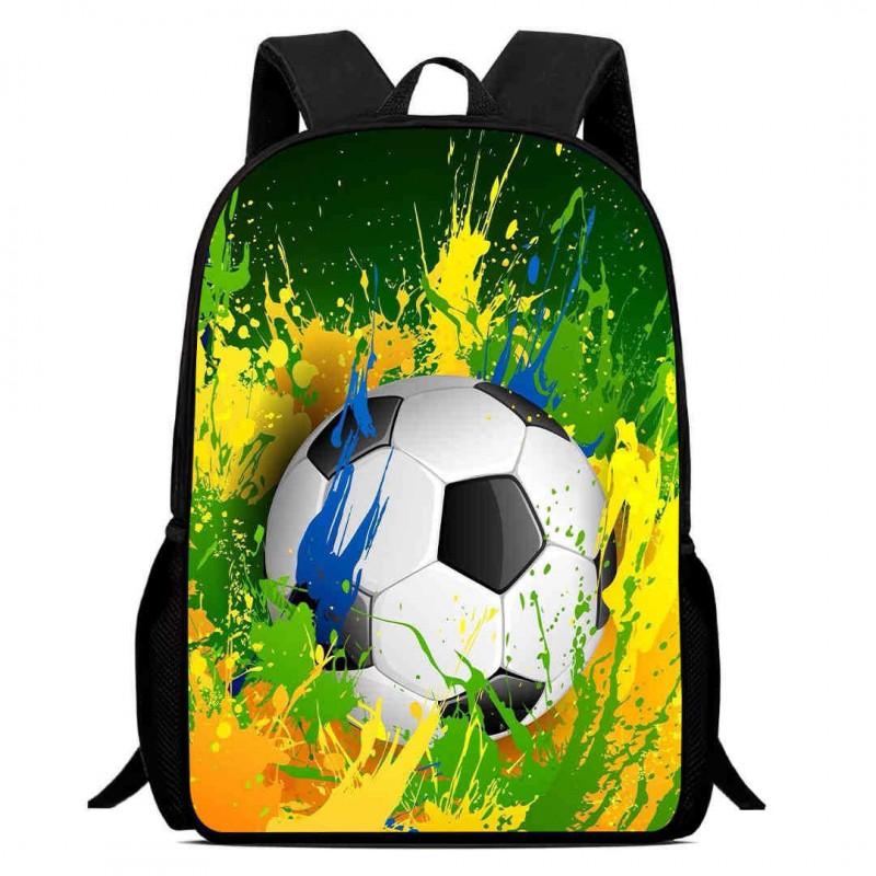 Kids Soccer Backpack Elementary School Students Large Capacity Lightweight Anti-Shock Ergonomic Design With Cartoon Print