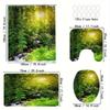 Forest Stream Print Polyester Bathroom Set, Waterproof - Includes Machine Washable Curtain, Bath Mat Accessories, Set Of 4