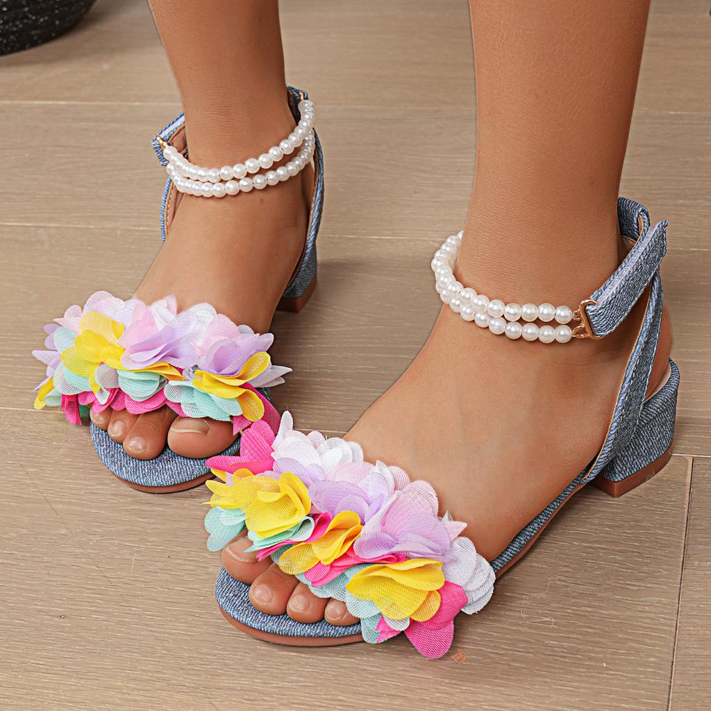 Girls sandals summer 2026 new children's fashion thick high heel with princess sandals women Europe and the United States