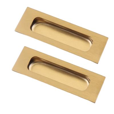 Sliding Door Handles Stainless Steel Finger Pulls for Cabinet Drawers Wardrobes Gold Finish 120 by 40 Millimeters