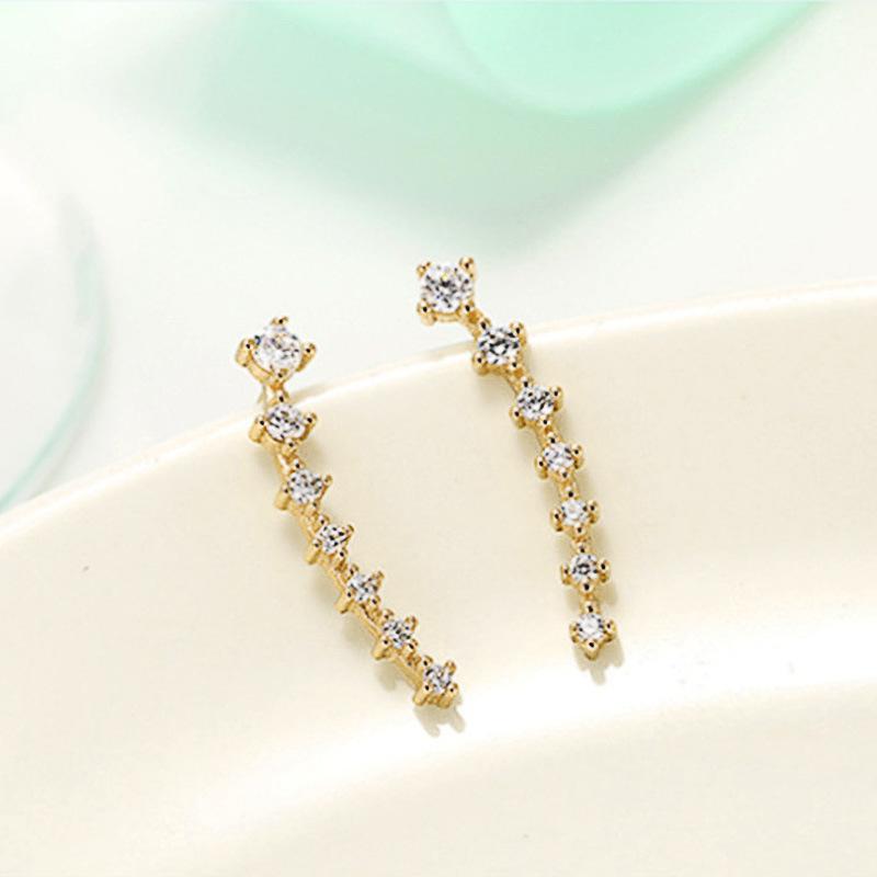 2023 Tide Zircon Super Flash Ear Row, Korean Temperament Internet Celebrity Simple Ear Hook, Exquisite Zircon Earrings