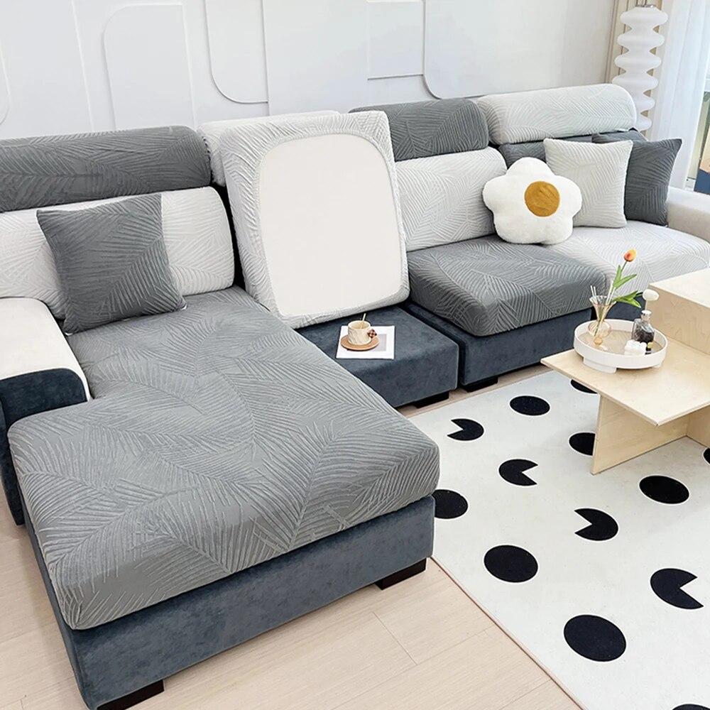 New Waterproof Jacquard Sofa Cover Solid Elastic Sofa Cushion Seat Cover Living Room L-Shaped Corner Couch Cover Pets Kids Home