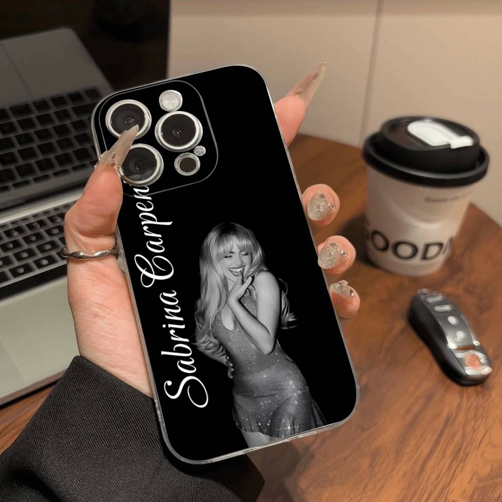 Singer S-Sabrina C-Carpenter Transparent Case For iPhone 11 12 13 14 15 16 17 Air Pro Max Plus Mini Shockproof Cover